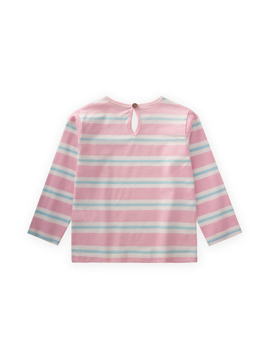 Çizgili Uzun Kollu T-Shırt 2-8 Yaş Pudra Mavi Çizgili-1