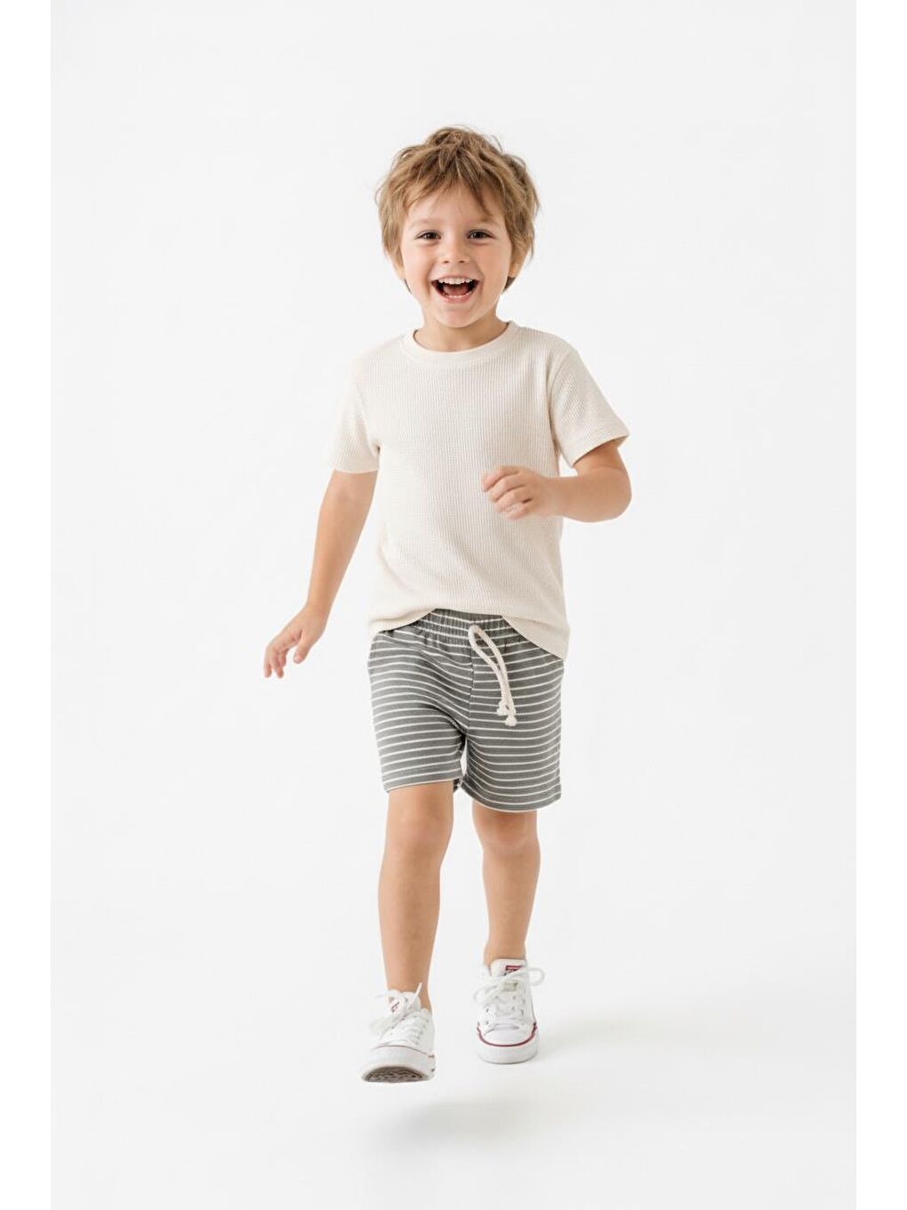 Bej Erkek Çocuk Şort Tişört 2li Takım-2