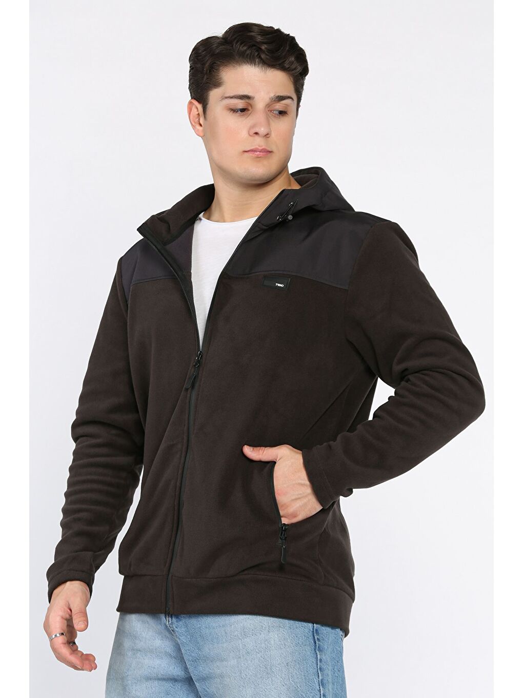 Antrasit Kapüşonlu Polar Sweatshirt-2