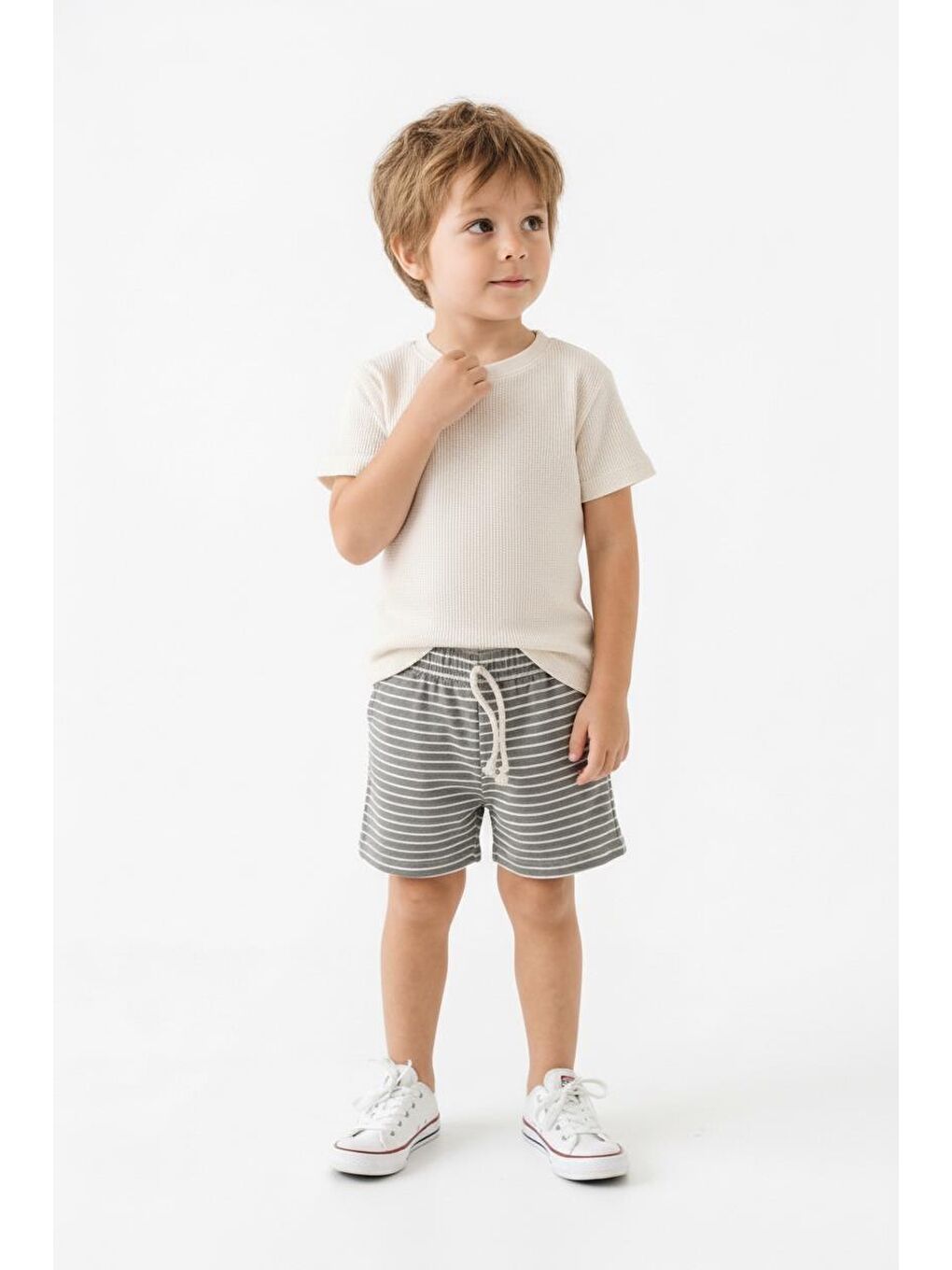 Bej Erkek Çocuk Şort Tişört 2li Takım-3