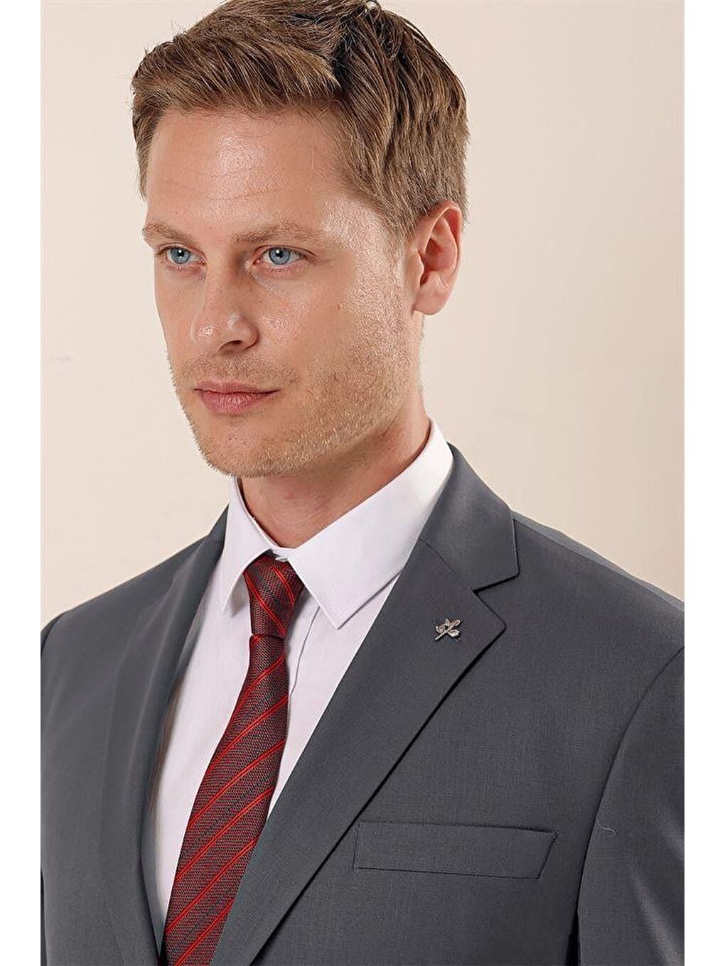 Antrasit Mono Yaka Astarlı Çift Yırtmaç 4 Drop Comfort Fit Rahat Kesim Klasik Takım 1001230172-10