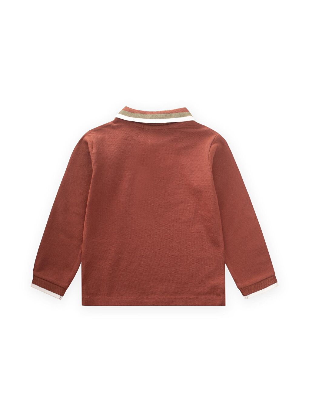 Kahverengi Uzun Kollu Polo Yaka T-Shırt 2-14 Yaş Kiremit-1