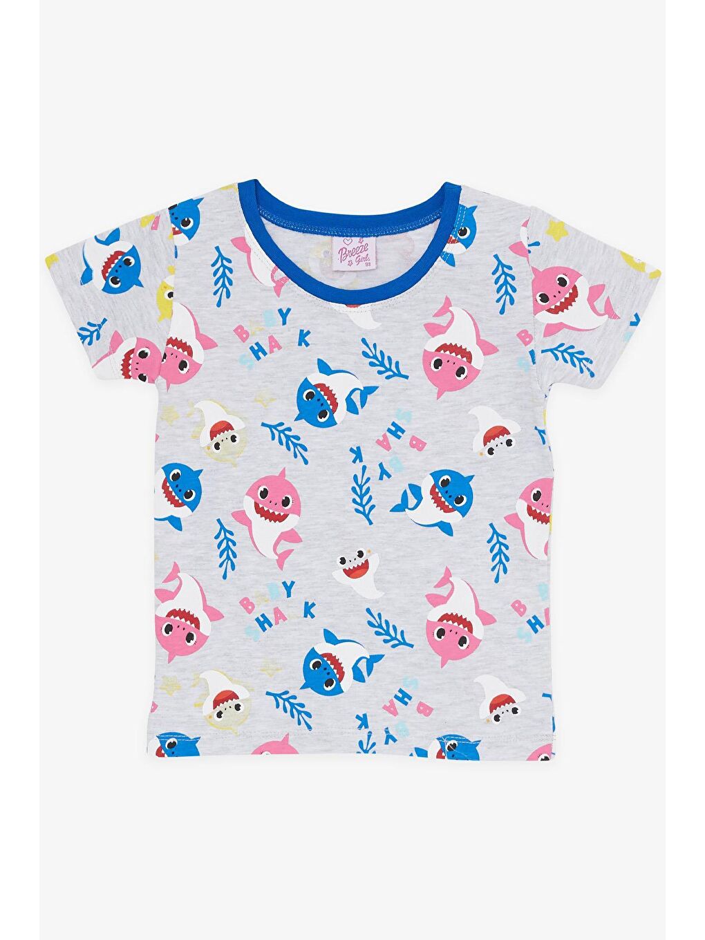 Kız Bebek Pijama Takımı Renkli Köpekbalığı Desenli Açık Gri Melanj (9 Ay-1.5 Yaş)-2