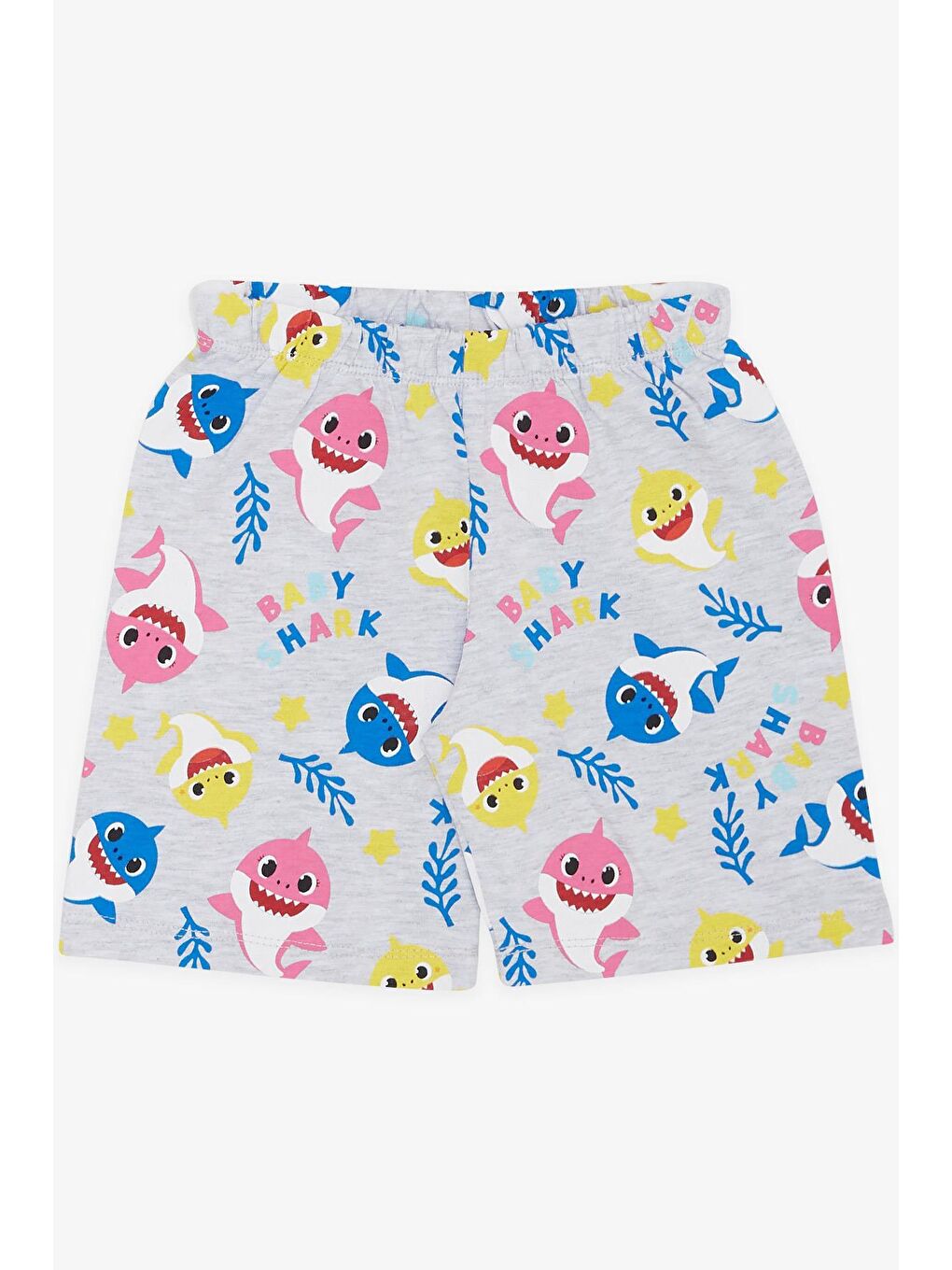 Kız Bebek Pijama Takımı Renkli Köpekbalığı Desenli Açık Gri Melanj (9 Ay-1.5 Yaş)-4