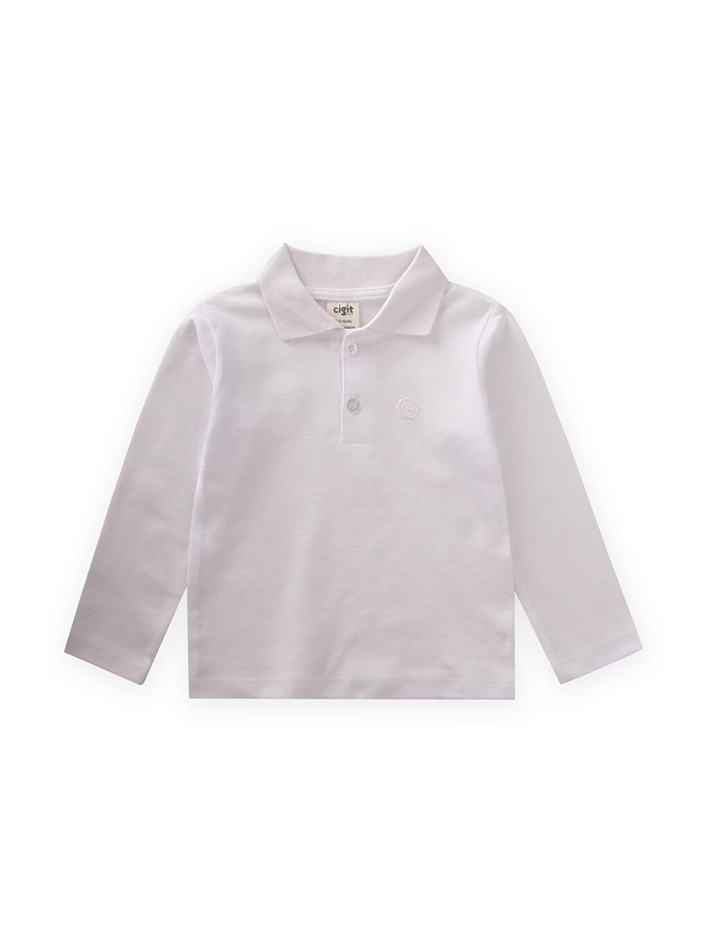 Uzun Kollu Polo Yaka T-Shırt 2-14 Yaş Kırık Beyaz