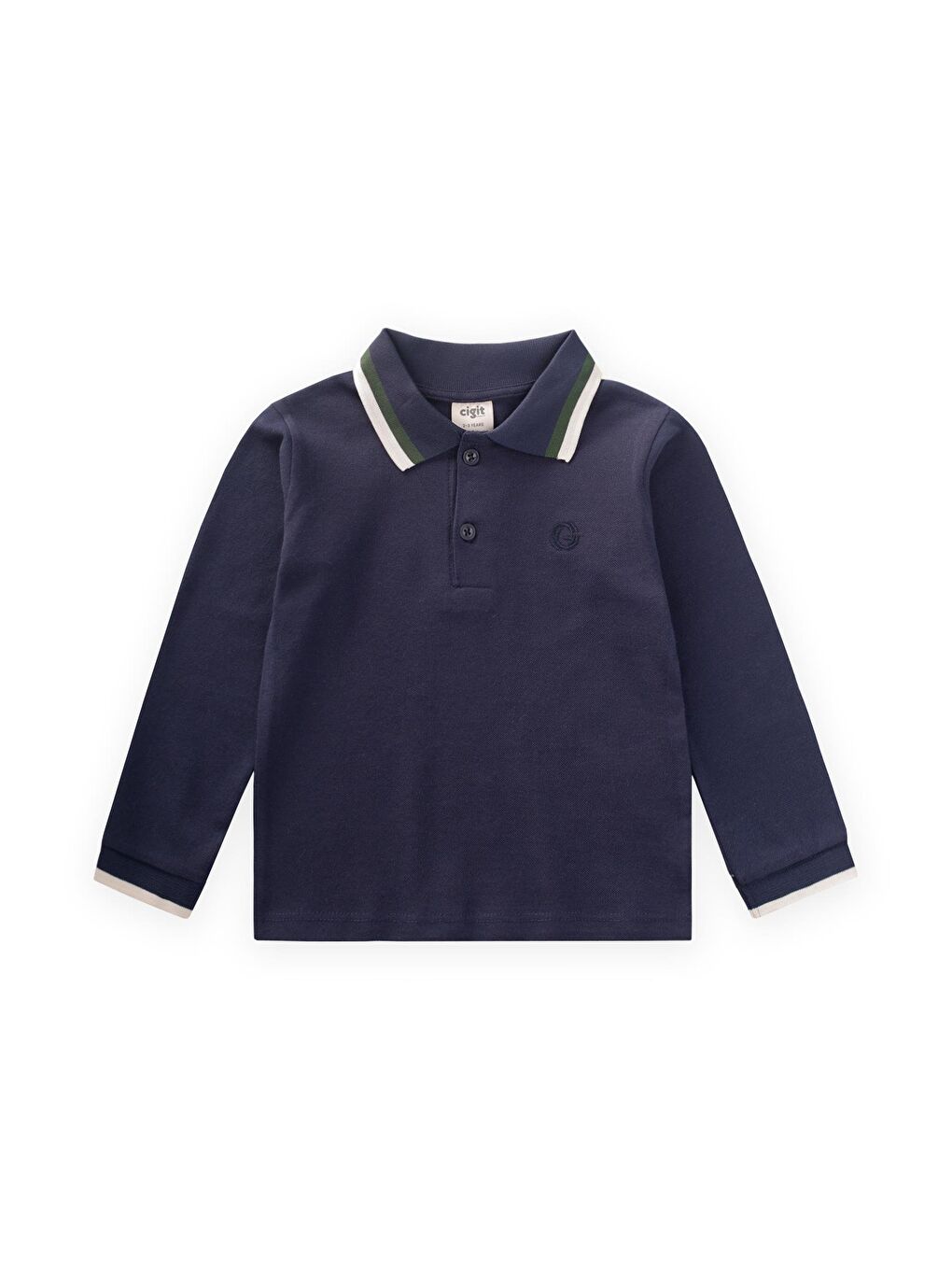 Uzun Kollu Polo Yaka T-Shırt 2-14 Yaş Lacivert