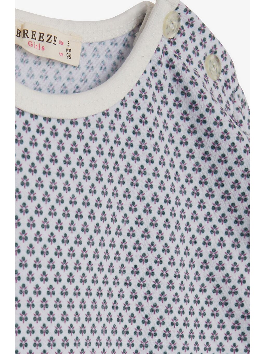 Kız Bebek Pijama Takımı Minik Çiçek Desenli Beyaz (9 Ay-1.5 Yaş)-1