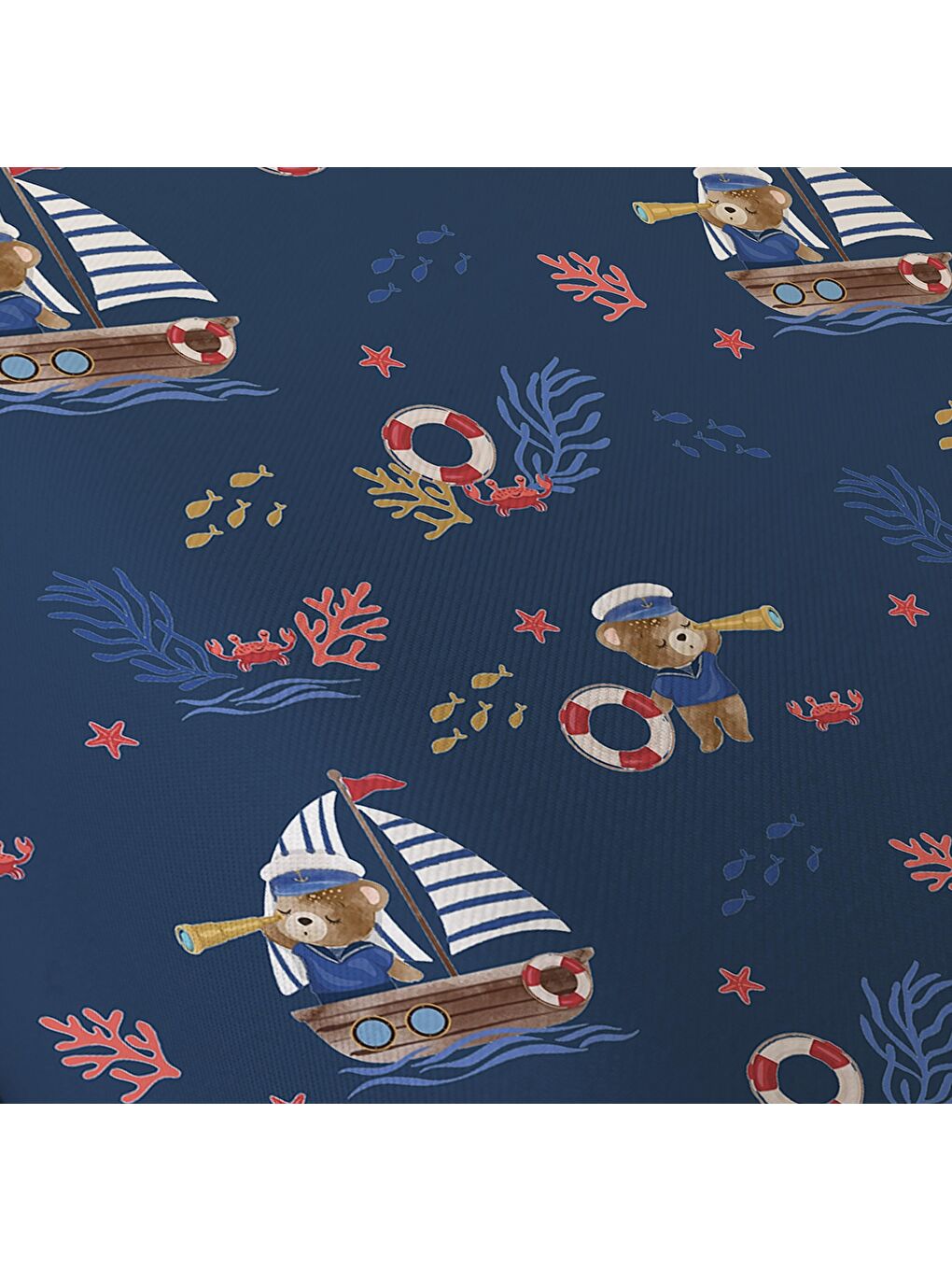 Gözcü Ayı Desenli Çarşafsız 2'li Takım Baskılı Tek Kişilik Nevresim Takımı Mavi 160x220 cm-2