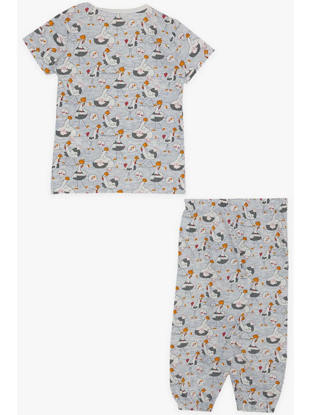 Kız Bebek Kısa Kollu Pijama Takımı Sevimli Horozcuk Desenli Buz Mavisi (9 Ay-1.5 Yaş)-1