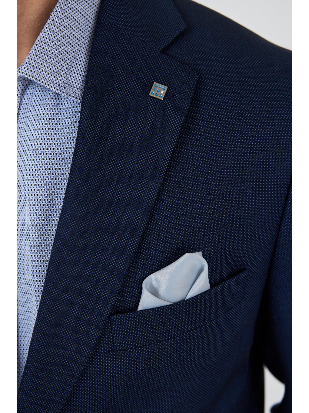 Lacivert Mono Yaka Armürlü Tam Astar Esnek 6 Drop Comfort Fit Classic Ceket 1002250153-3