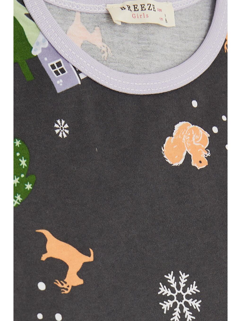 Kız Bebek Pijama Takımı Yılbaşı Temalı Antrasit (9 Ay-2 Yaş)-2