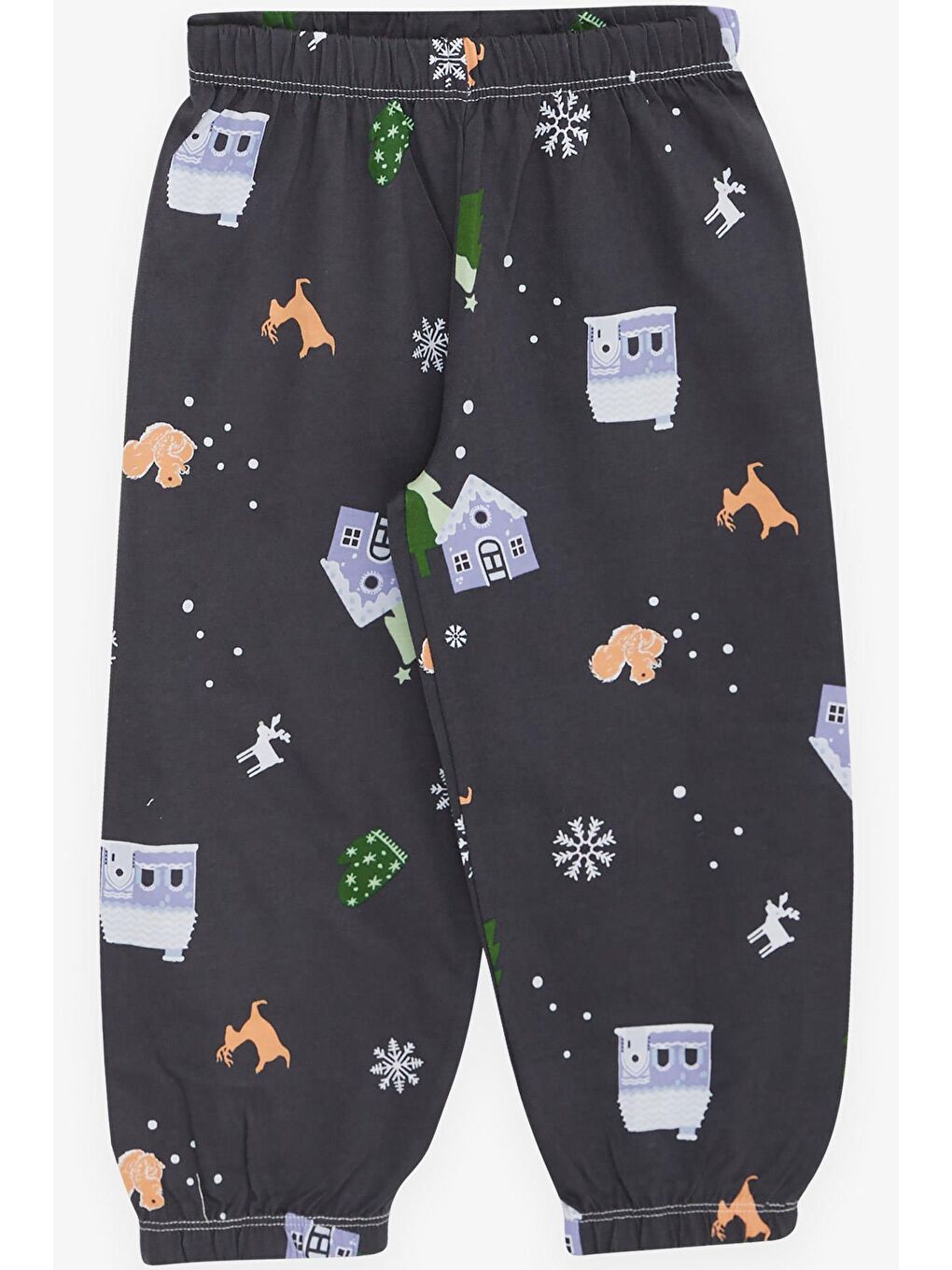 Kız Bebek Pijama Takımı Yılbaşı Temalı Antrasit (9 Ay-2 Yaş)-3