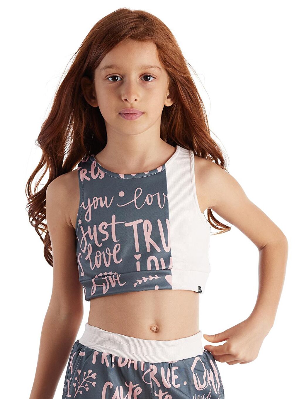 Pembe Tamara Voice Desenli Kız Çocuk Spor Crop-1