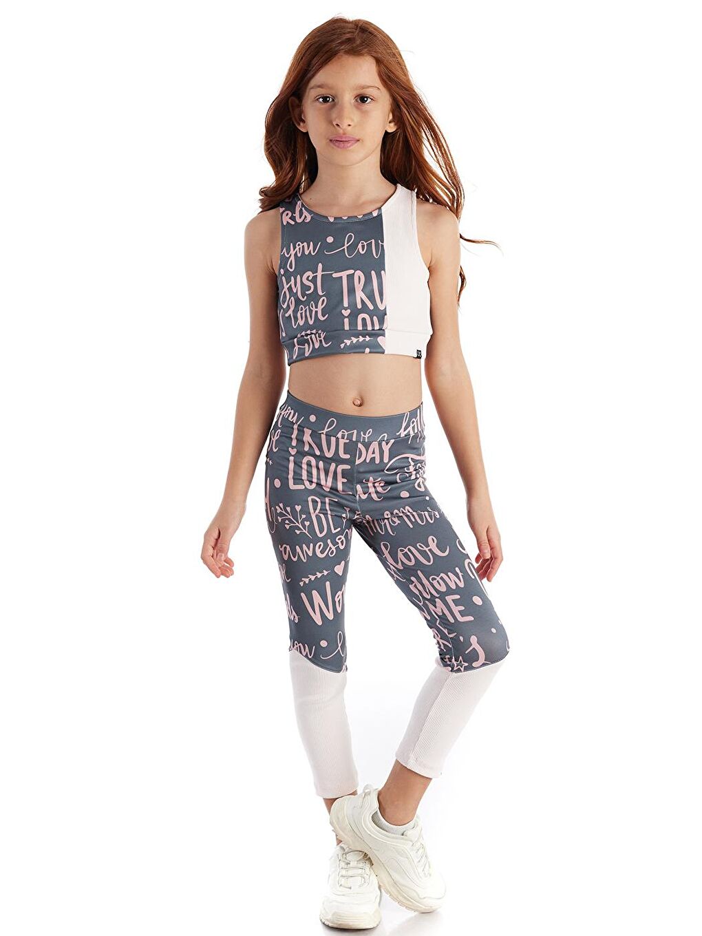 Pembe Tamara Voice Desenli Kız Çocuk Spor Crop-2