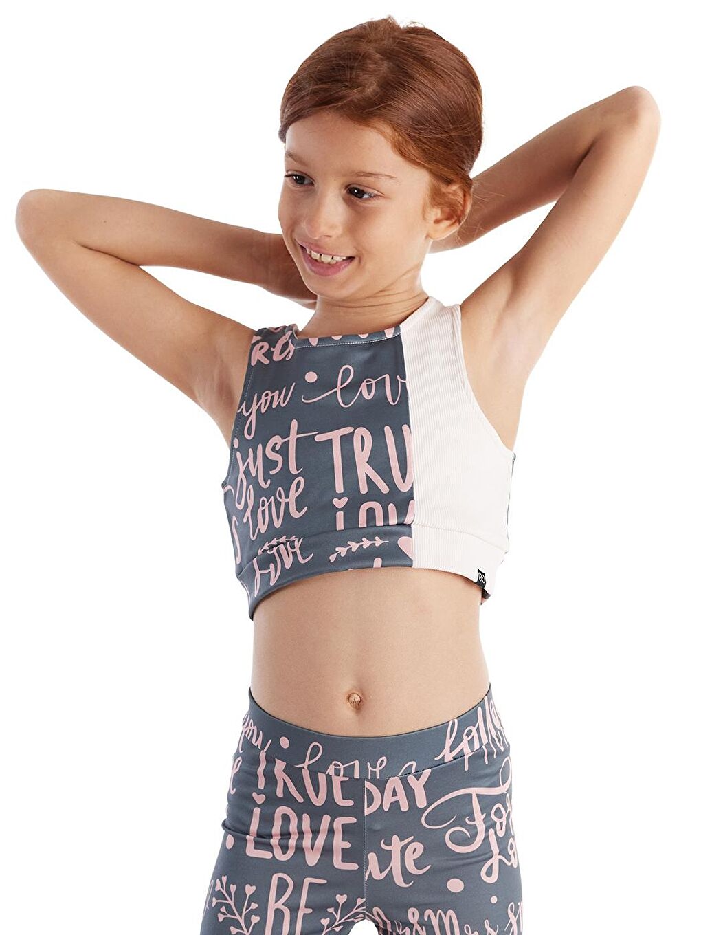 Pembe Tamara Voice Desenli Kız Çocuk Spor Crop-3