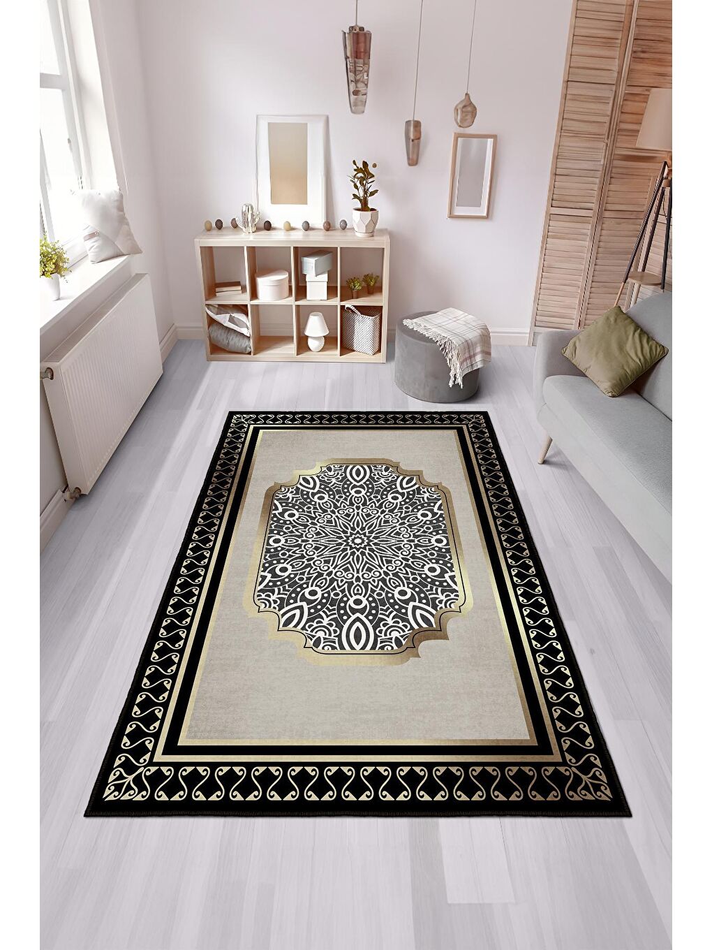 Sarı Özel Tasarım, Kaymaz Taban, İnce, Yıkanabilir, Modern Halı WOOKECE1427 60x100