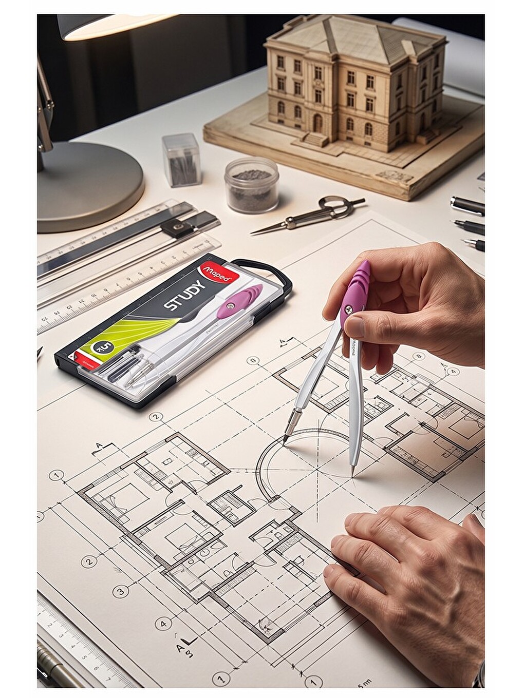 Pembe Metal Pergel 1 Adet Maped 119450 Pergel Seti Teknik Çizim Matematik Geometri Pergel Yedek Uçlu-3