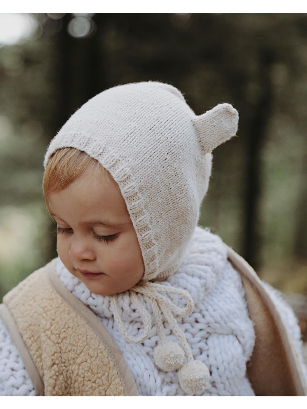 Bej Kulaklı Bebek Beresi Model 3-1