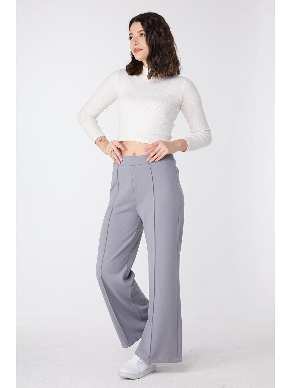 Orta Kadın Gri Pantolon - 23868