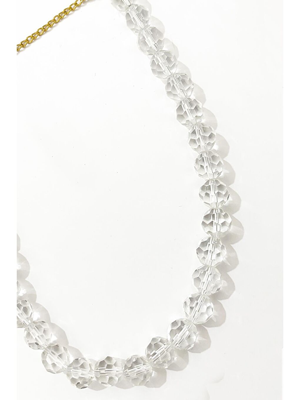 Renksiz Elmas Gecesi İri Kristal Boncuklu Kadın Kolyesi-2