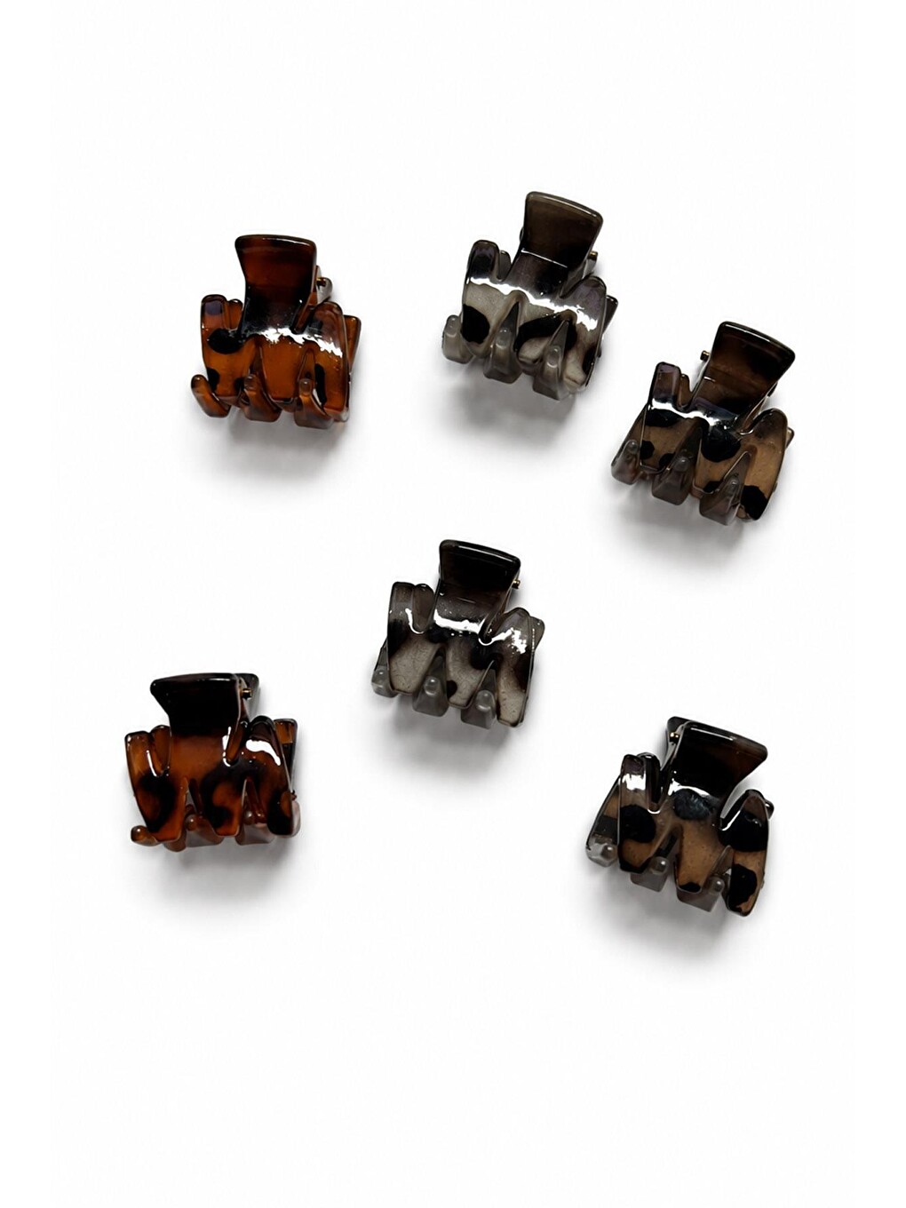 Kahverengi 6 Adet Mini Zigzag Mandal Toka-1
