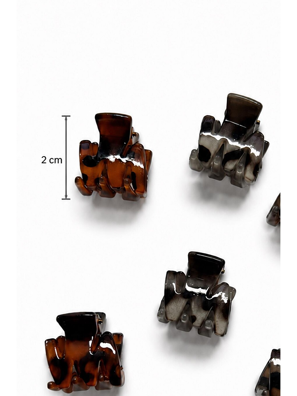 Kahverengi 6 Adet Mini Zigzag Mandal Toka-3
