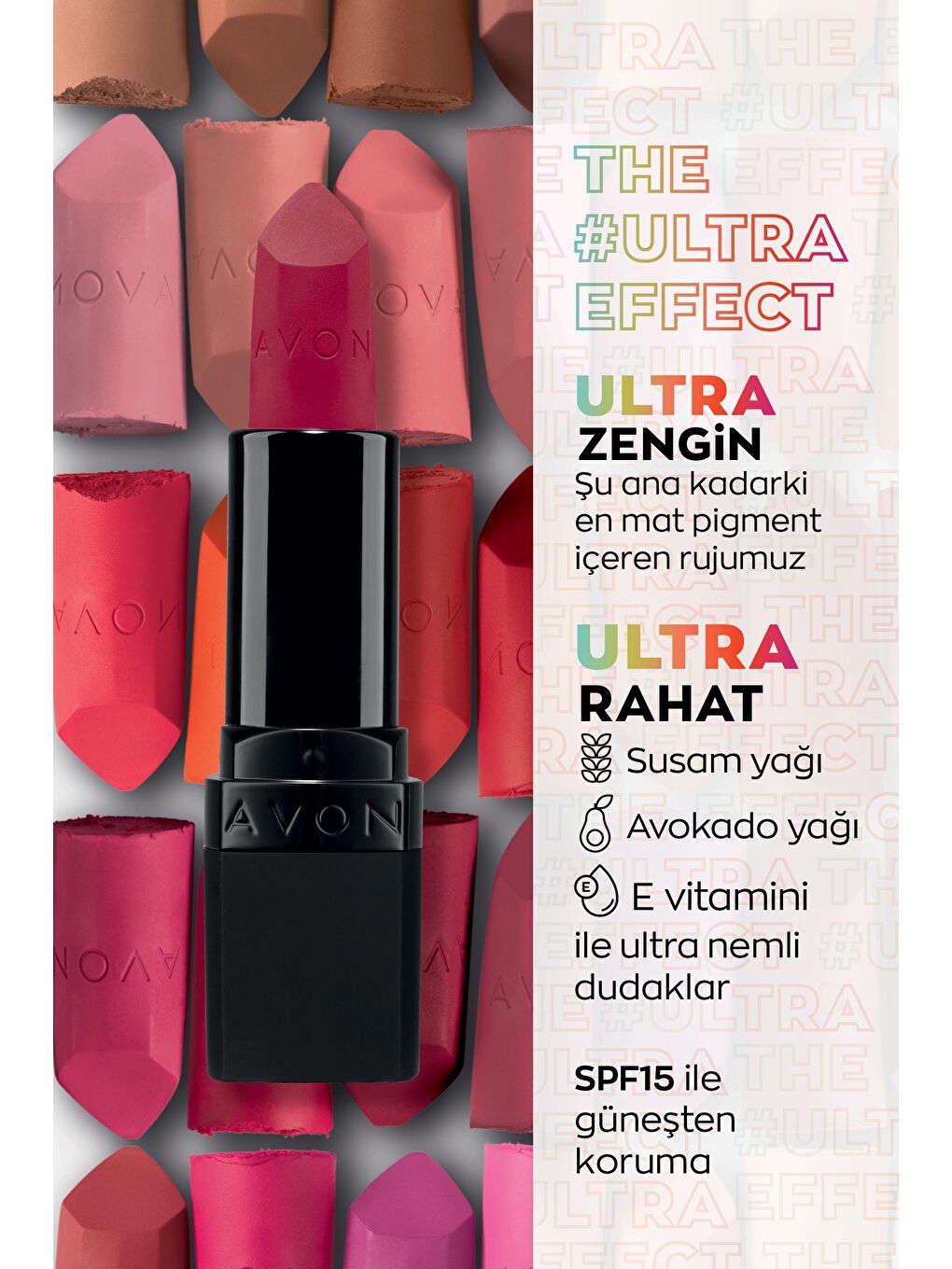 AVON Renksiz Ultra Matte Ruj - Roseberry Red - 1