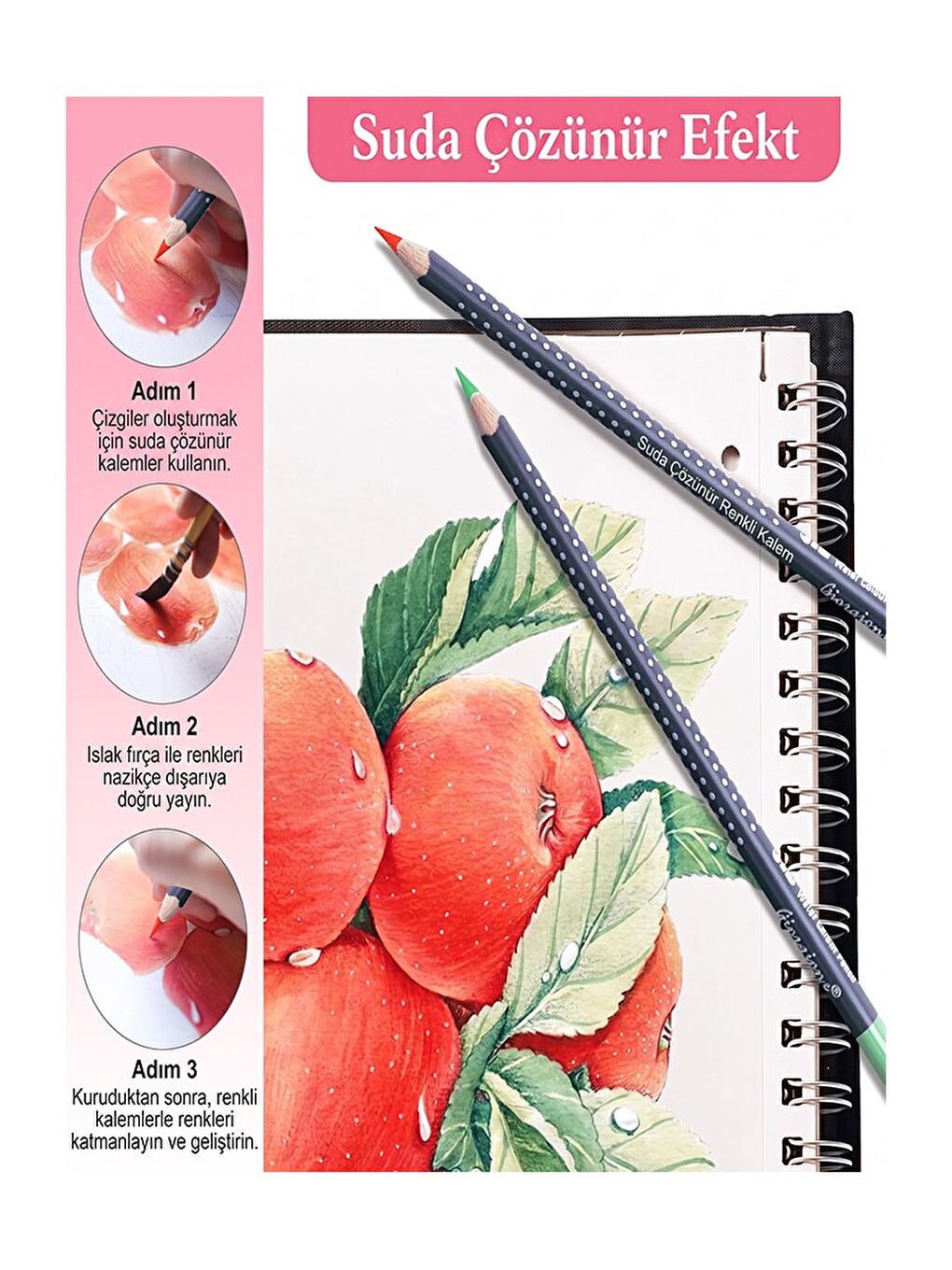 Aquarel Suluboya Kalemi 24 Renk 1 Paket Giorgione Teneke Kutu Sulu Boya Kalemi 24 Lü Fırça Hediyeli-3