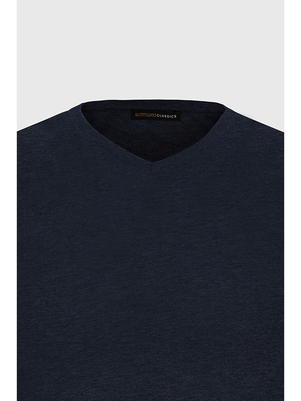 Erkek Lacivert Slim Fit Dar Kesim V Yaka 2'li Tişört Paketi-7