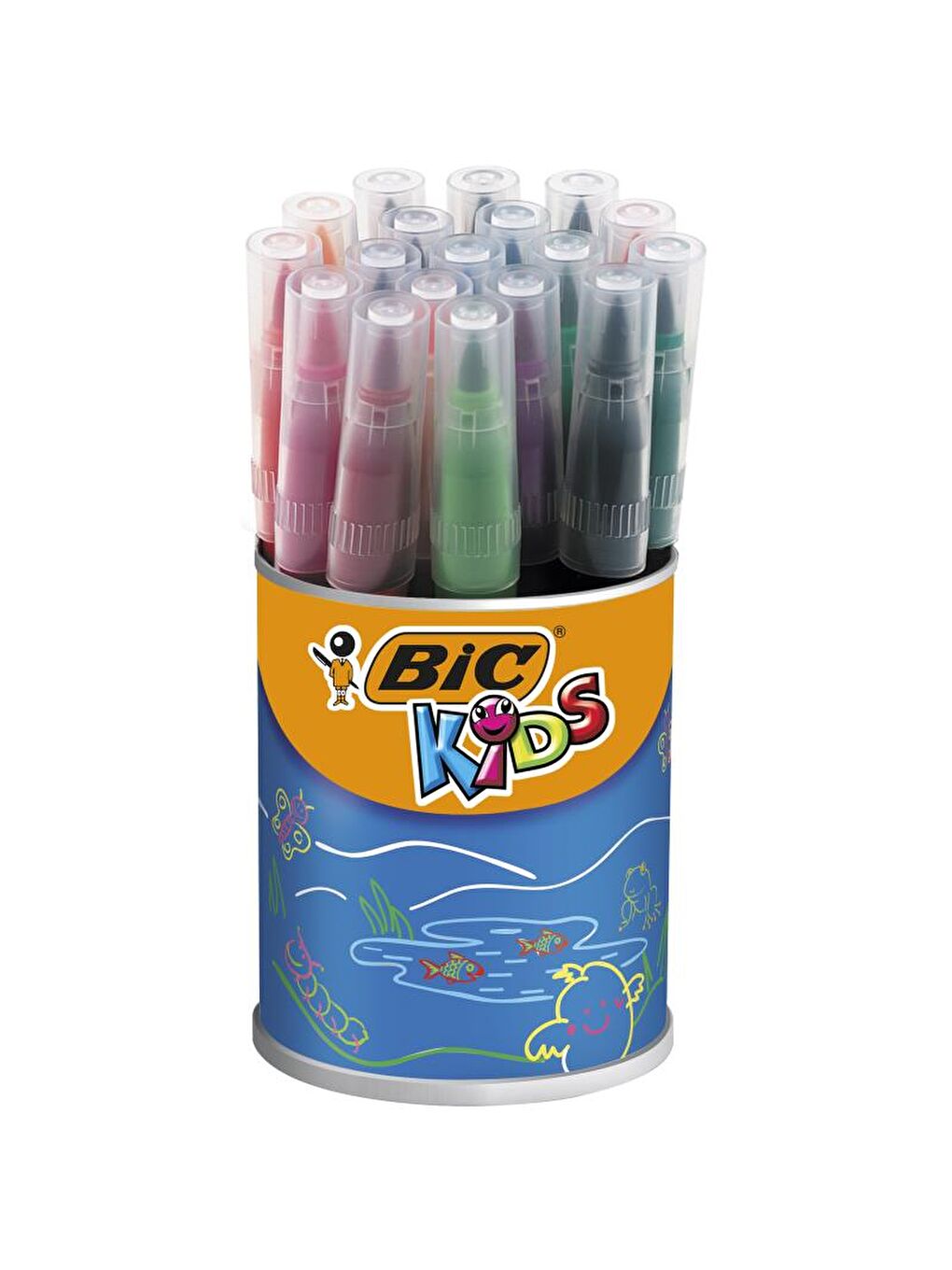 Bic Kids Visa Fırça Uçlu Keçeli Boya Kalemi 18'li Kavanoz