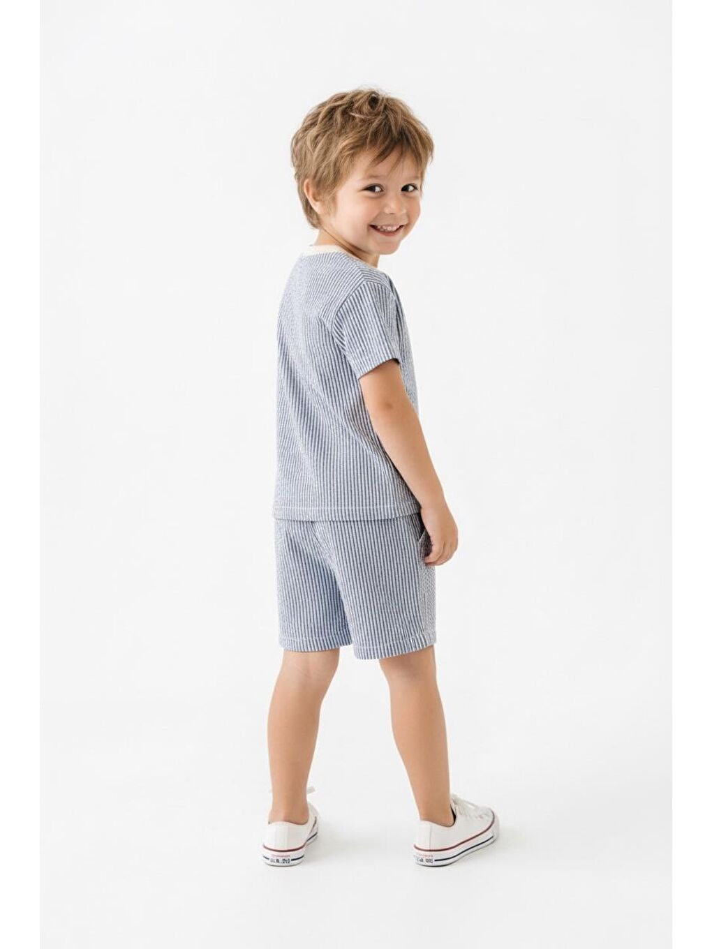 İndigo Bürümcük Şort Tişört 2li Takım-1