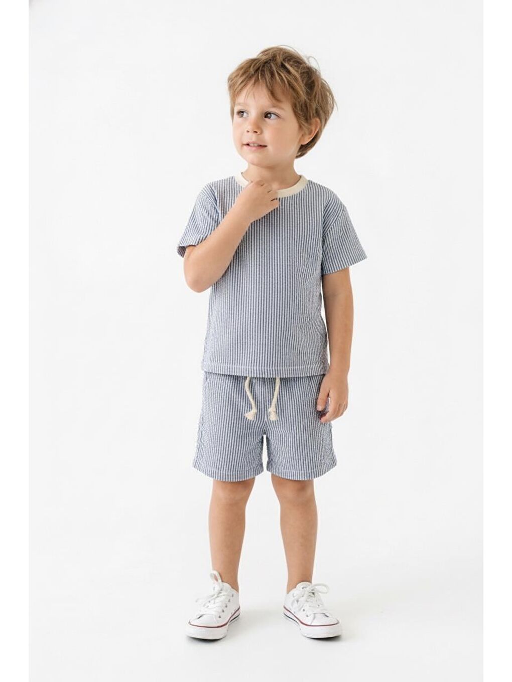 İndigo Bürümcük Şort Tişört 2li Takım-3