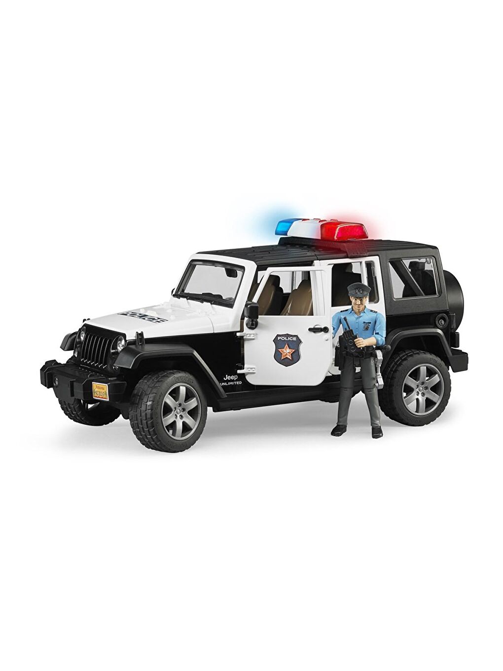 Bruder Mavi-Beyaz Jeep Wrangler U.R. Polis Aracı Ve Memur BR02526