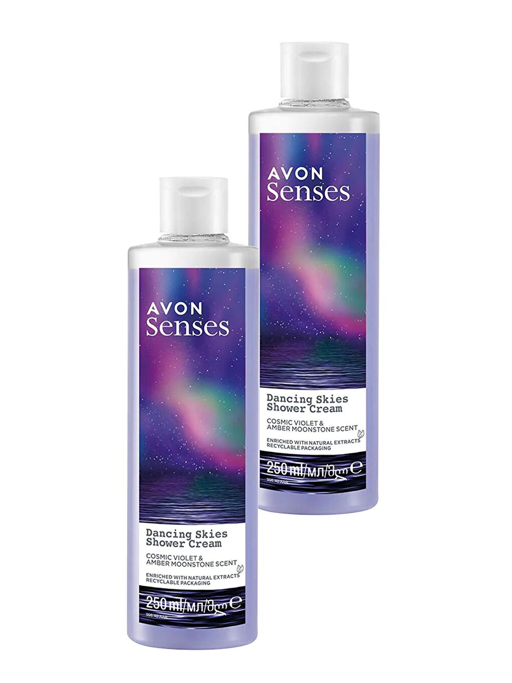 AVON Renksiz Senses Dancing Skies Menekşe ve Ahududu Kokulu Kremsi Duş Jeli 250 Ml. İkili Set