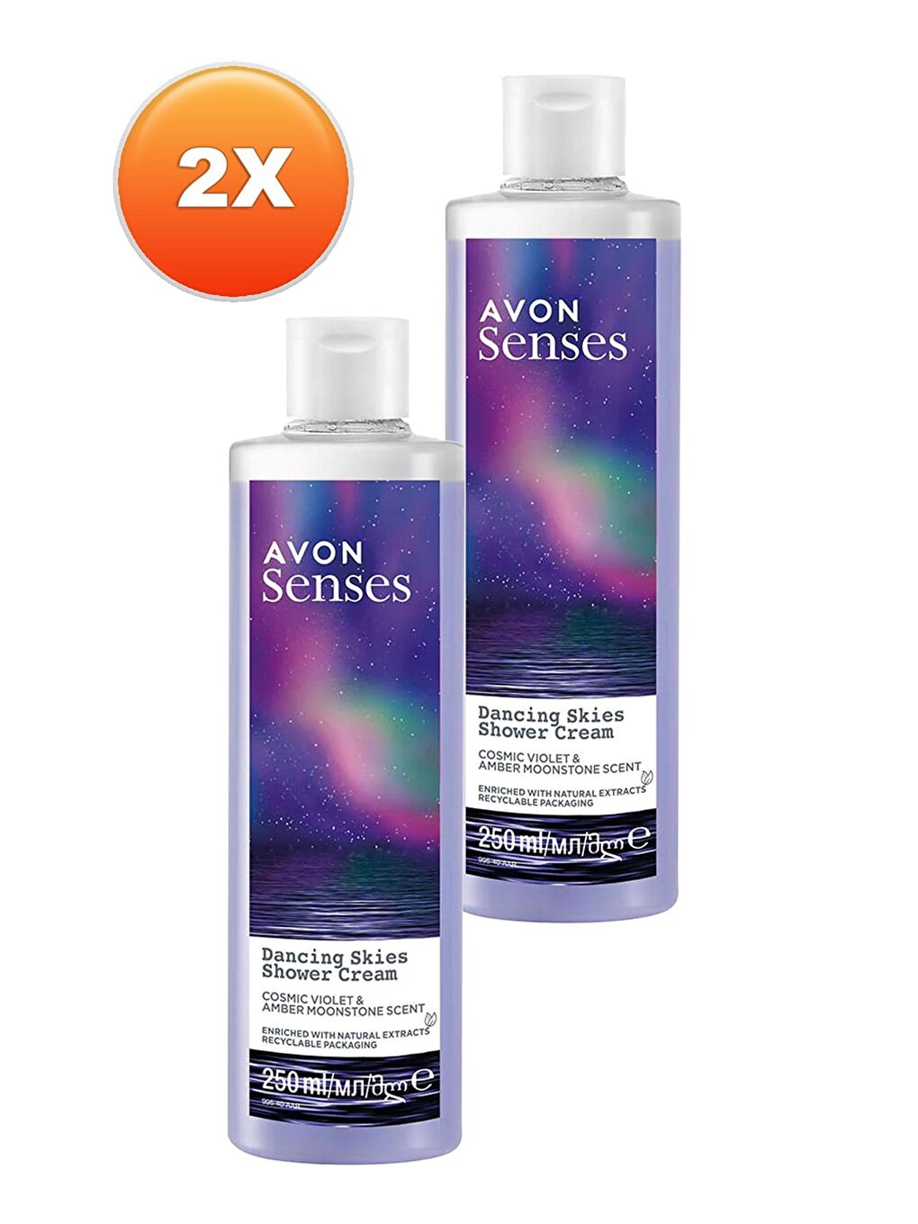 AVON Renksiz Senses Dancing Skies Menekşe ve Ahududu Kokulu Kremsi Duş Jeli 250 Ml. İkili Set - 1