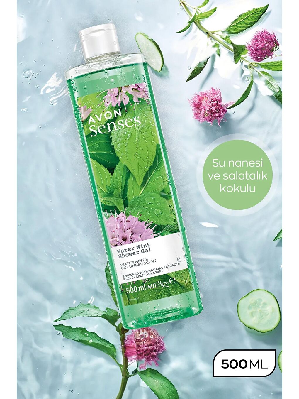 AVON Senses Water Mint Nane ve Salatalık Kokulu Duş Jeli 500 Ml. - 2