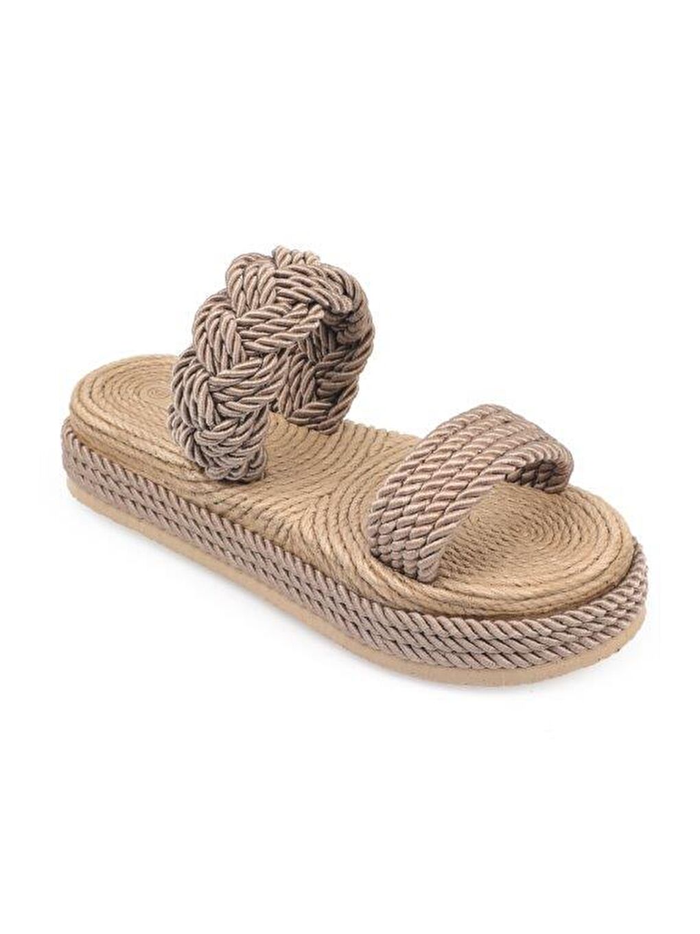 Bej Dolgu Topuk İpli Kadın Terlik-2