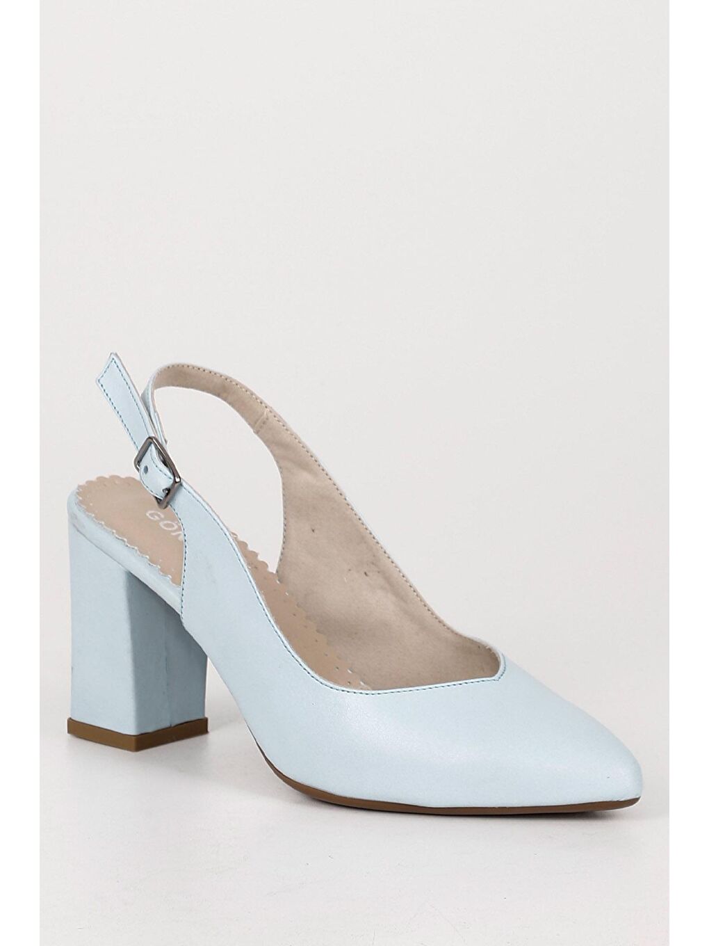 Mavi MAVİ  Hakiki Deri Sivri Burun Yüksek Kalın Topuklu Arkası Açık Kadın Yazlık Ayakkabı 24174-5
