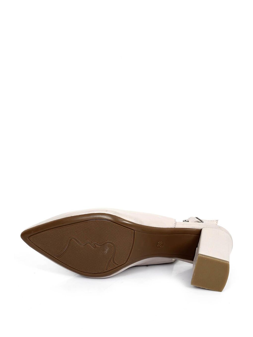 Bej BEJ  Hakiki Deri Sivri Burun Yüksek Kalın Topuklu Arkası Açık Kadın Yazlık Ayakkabı 24174-6