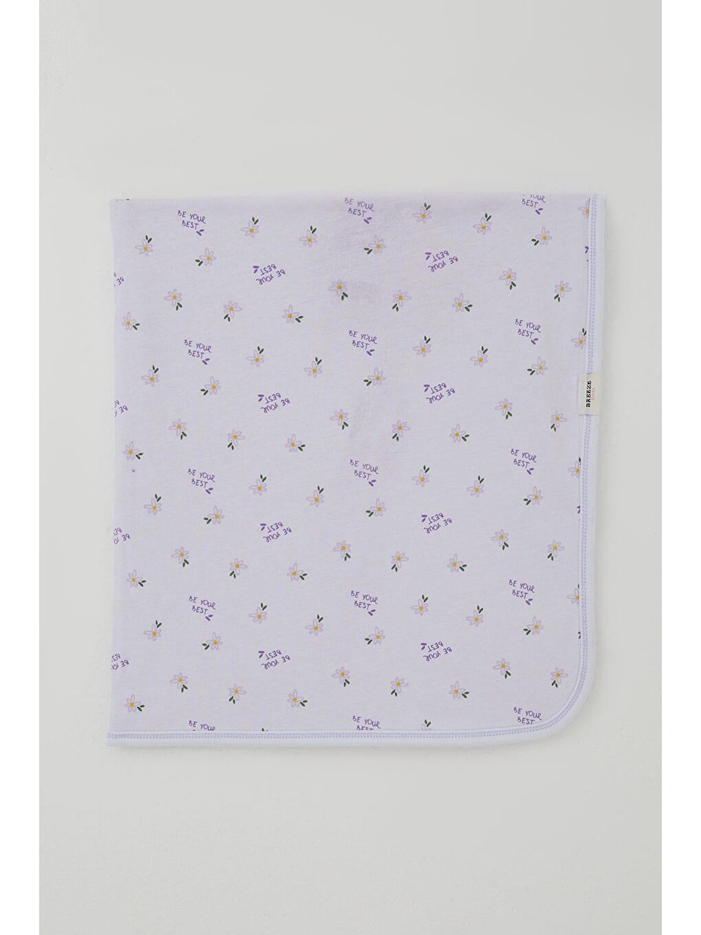 Yenidoğan Bebek Battaniyesi Çiçek & Yazı Desenli Beyaz (75 X 85 Cm)