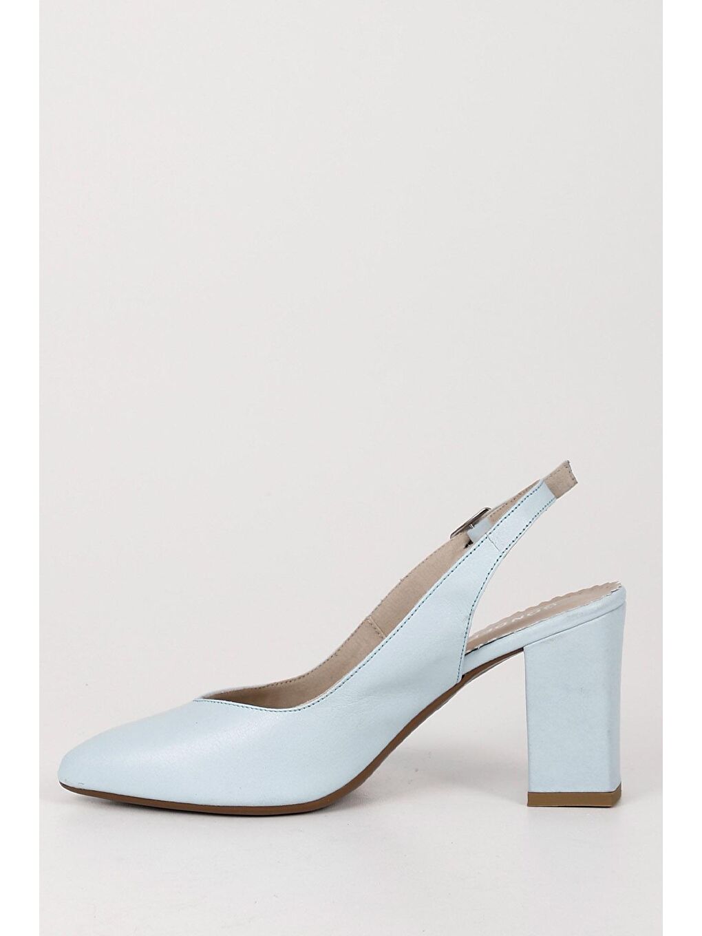 Mavi MAVİ  Hakiki Deri Sivri Burun Yüksek Kalın Topuklu Arkası Açık Kadın Yazlık Ayakkabı 24174-6