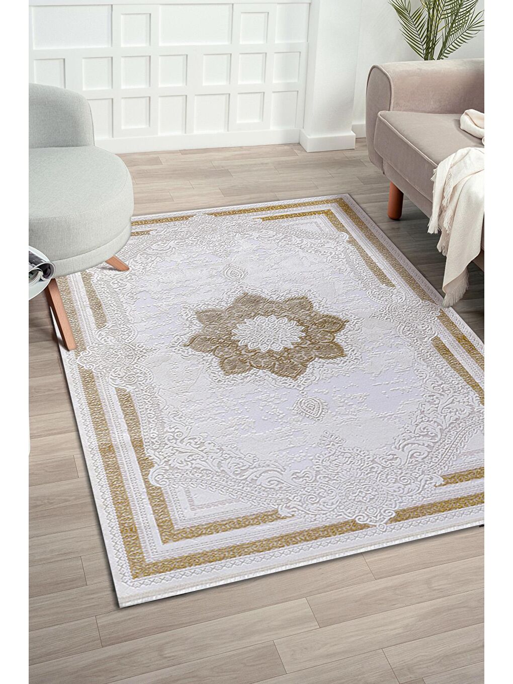 Bej Konfor Diva 9508 Akrilik Dokuma Halı Salon Oturma Odası Halısı-80x300