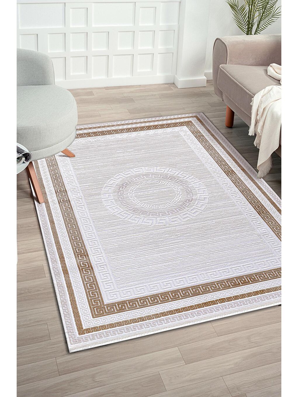 Bej Konfor Diva 9505 Akrilik Dokuma Halı Salon Oturma Odası Halısı-100x200