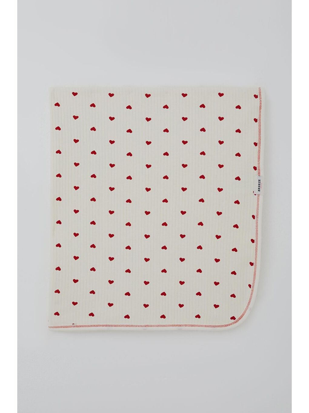 Ekru Yenidoğan Bebek Battaniyesi Kalp Desenli Krem (75 X 85 Cm)