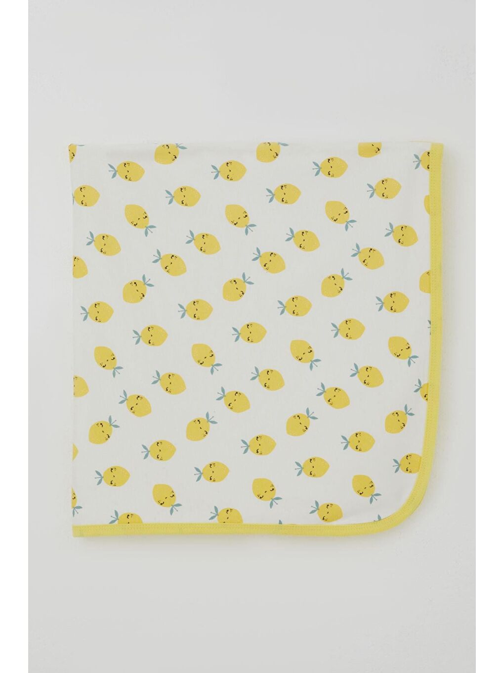 Yenidoğan Bebek Battaniyesi Gülenyüz Limon Desenli Ekru (78 X 88 Cm)