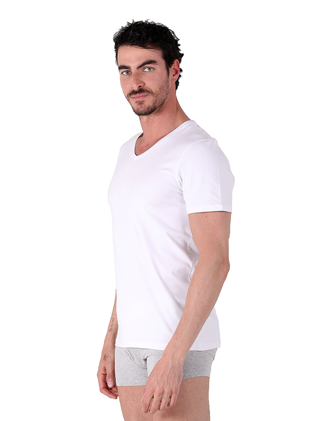 Beyaz North Ice V Yaka  Tshirt BEYAZ-1