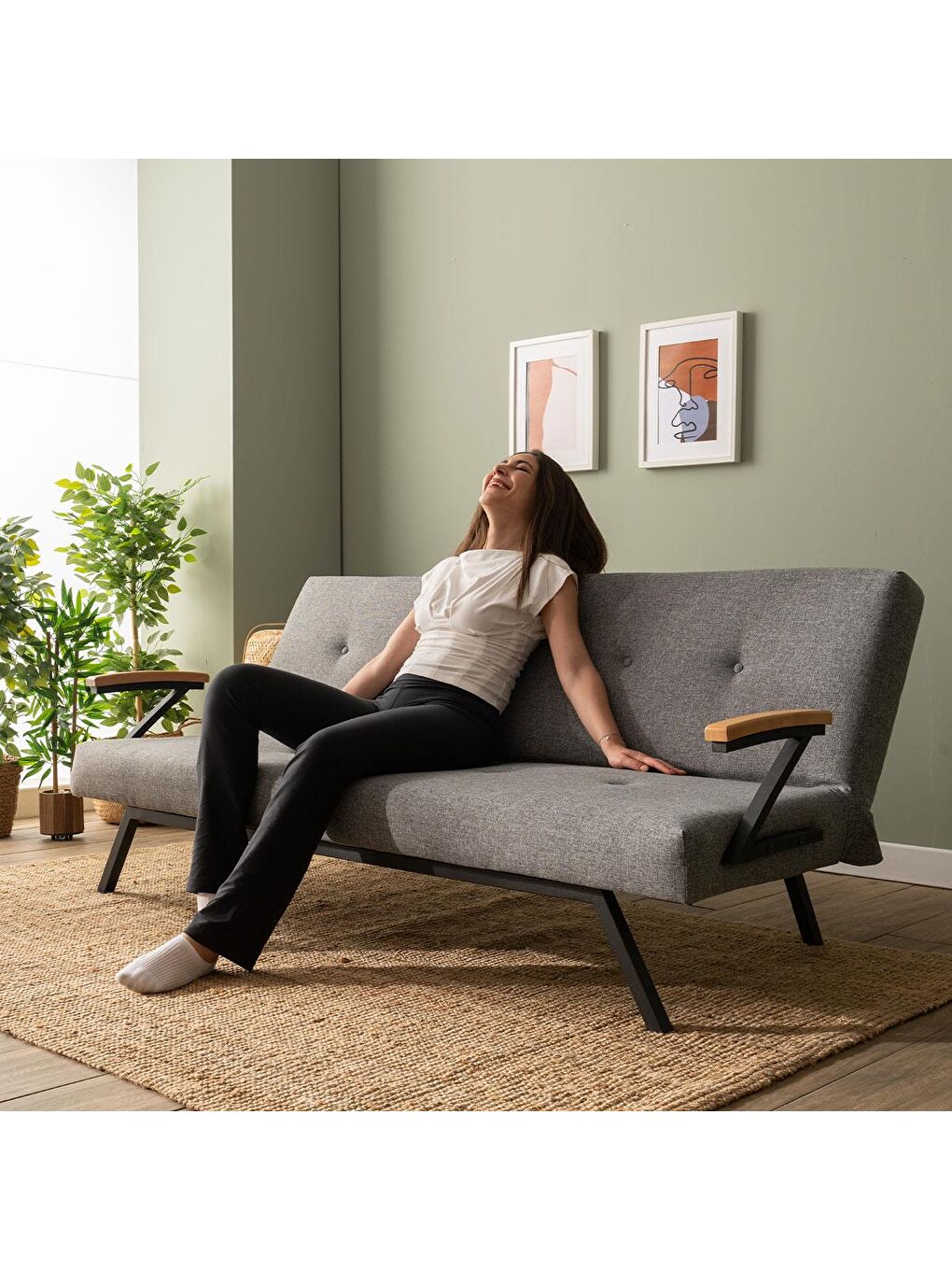 Zven Üçlü Yataklı Koltuk - Keten Açık Gri-1