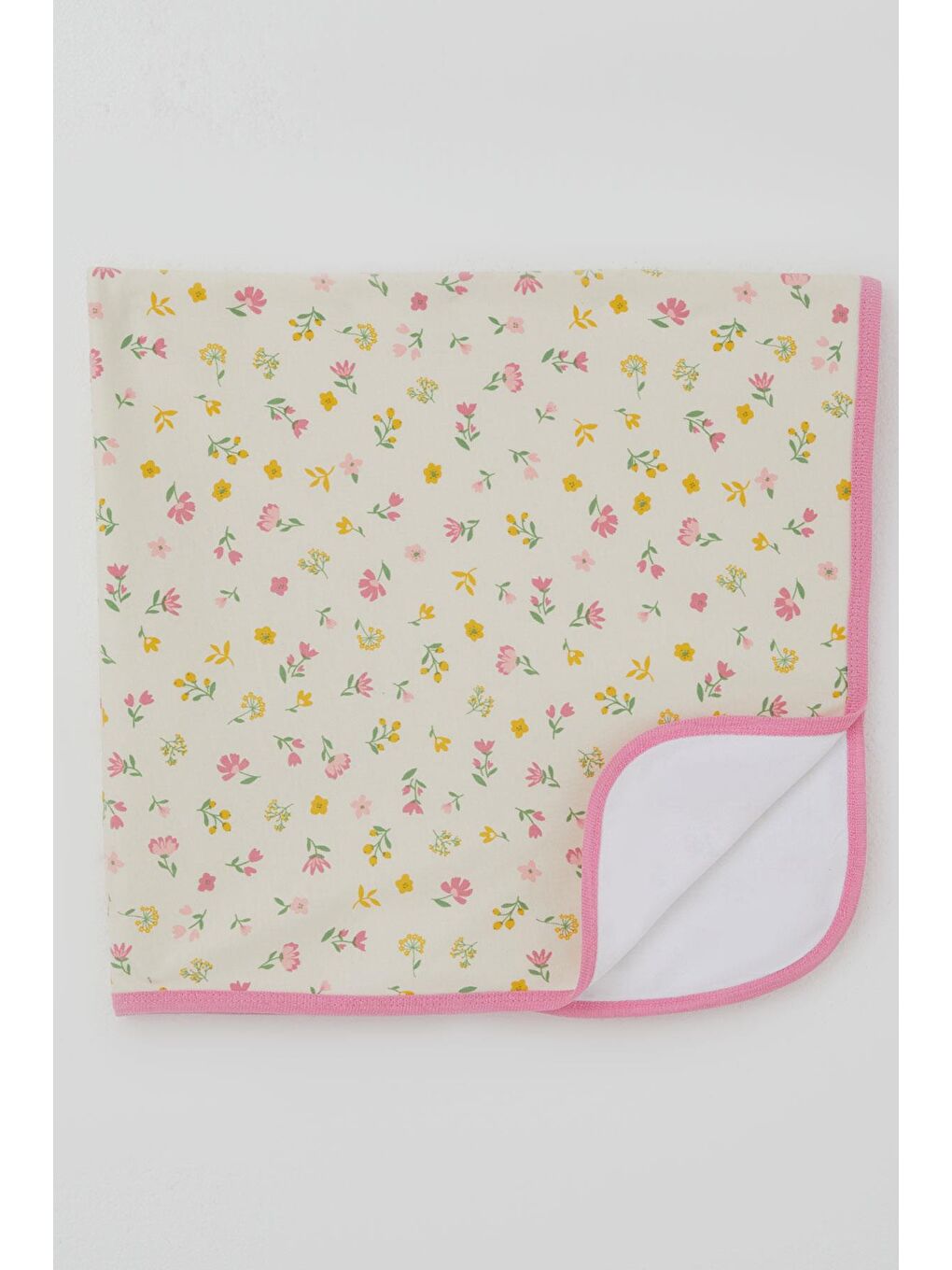 Ekru Yenidoğan Bebek Battaniyesi Renkli Çiçek Bahçesi Krem (78 X 88 Cm)-1