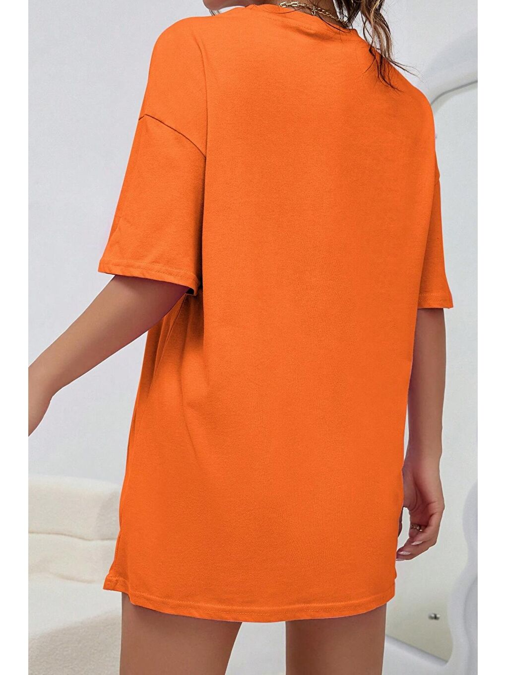 Turuncu Unisex Pamuklu T-shirt-1