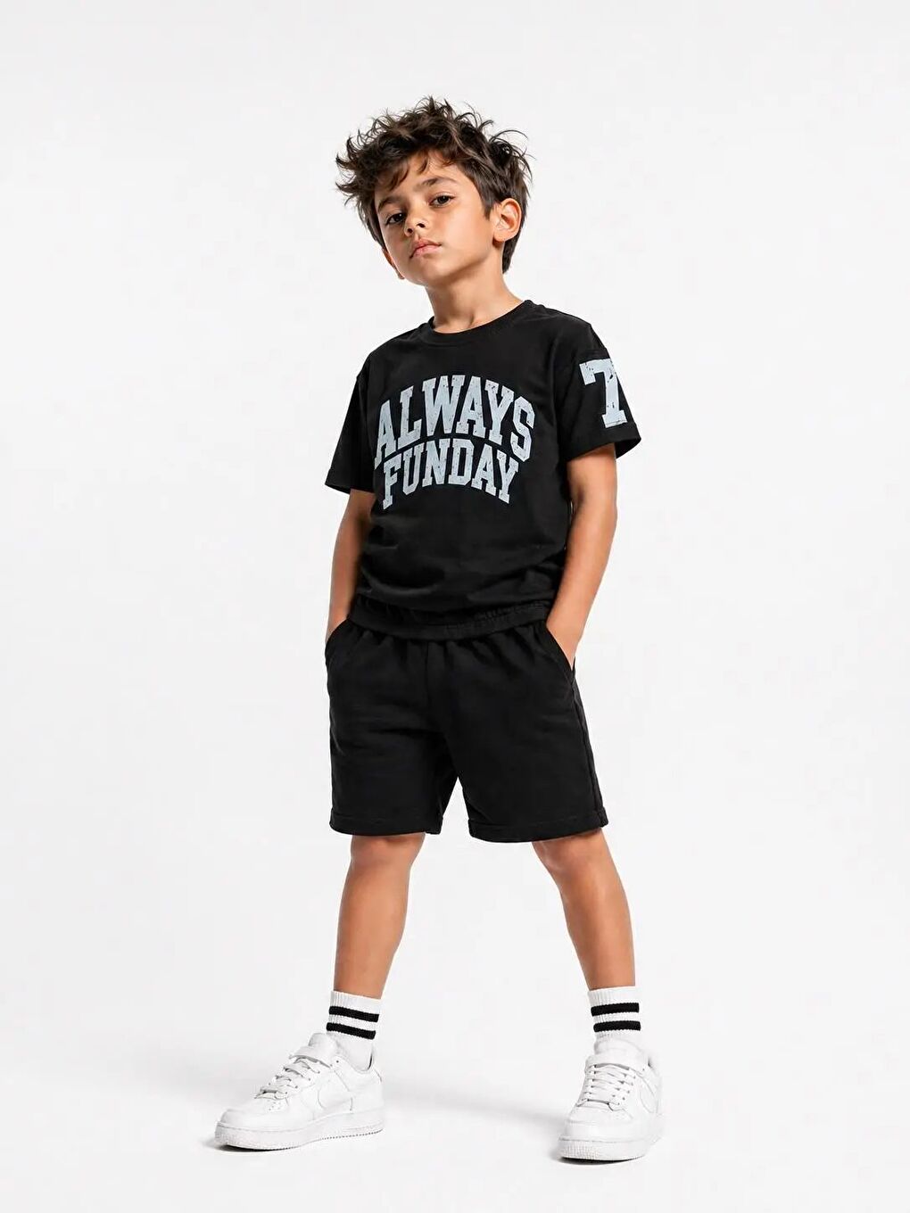 Siyah Always Funday Baskılı Erkek Çocuk Takım 30401-1